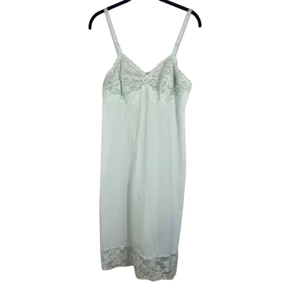 Vanity Fair Floral Lace Slip Dress Green S Sexy Feminine Retro Chic 60s Pin Up
